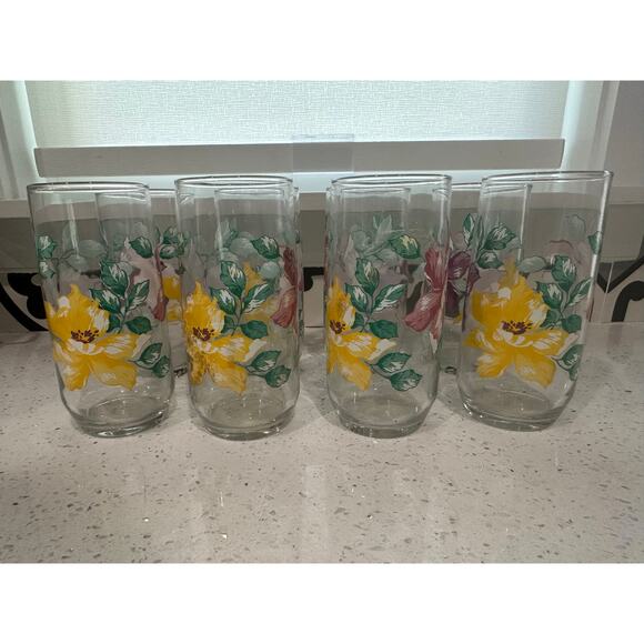 Vintage Libby Floral Glasses - Set of Eight (8) - Picture 1 of 4